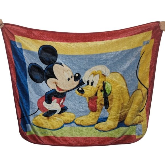 Disney Other - Vintage Disney Mickey Mouse Pluto Plush Throw Blanket 60x50in